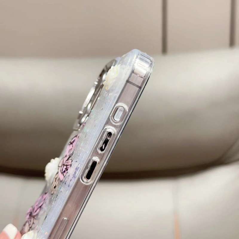 For iPhone 14 Pro Glitter 3D Butterfly TPU Phone Case(Gold)