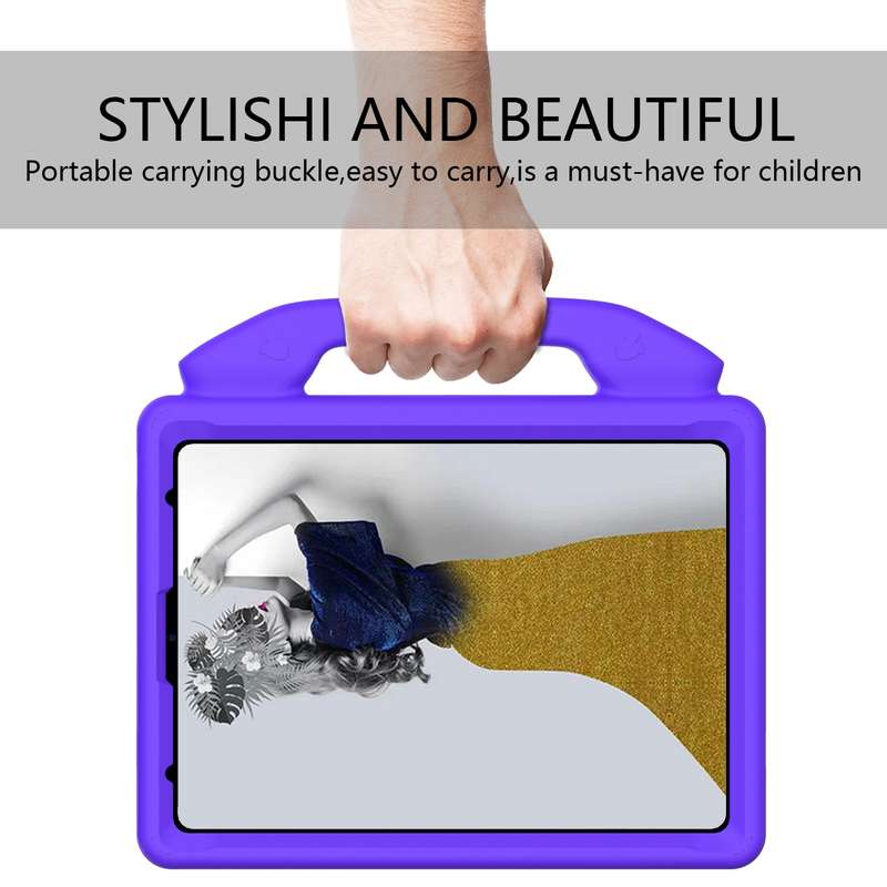 For iPad Pro 11 2024 Children EVA Shockproof Tablet Case with Thumb Bracket(Purple)