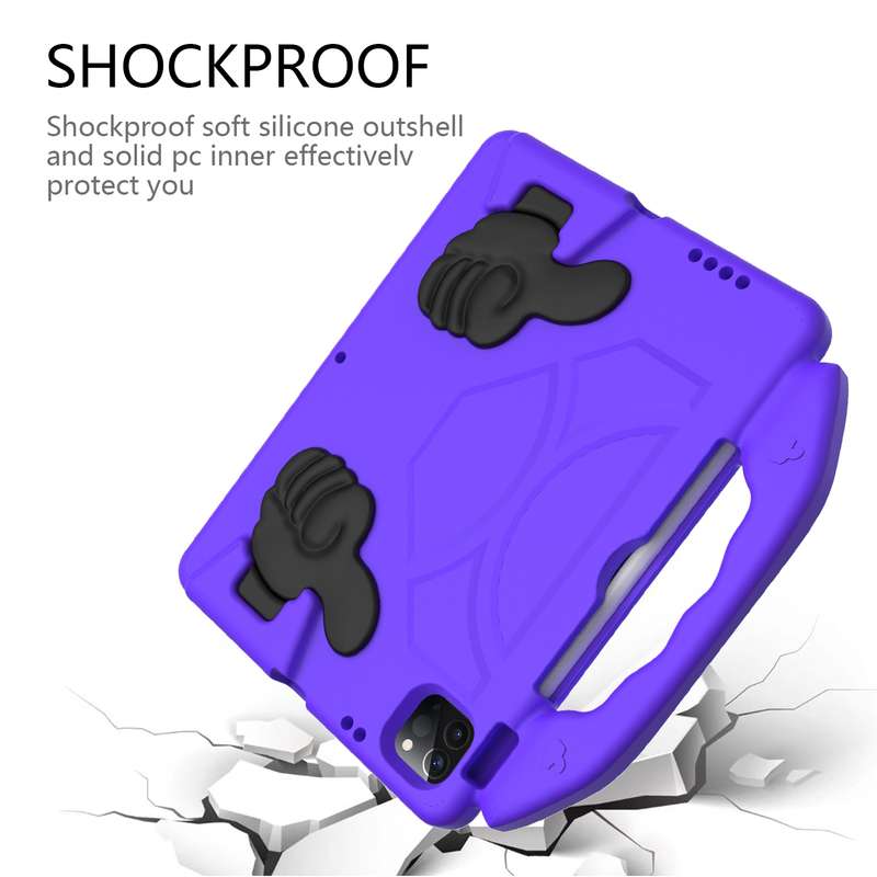 For iPad Pro 11 2024 Children EVA Shockproof Tablet Case with Thumb Bracket(Purple)