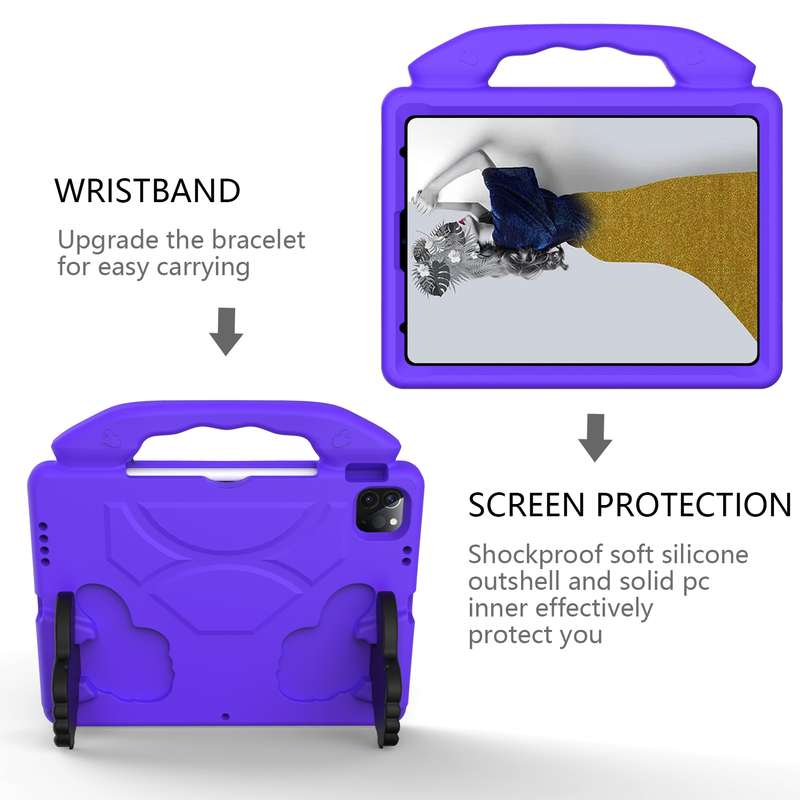 For iPad Pro 11 2024 Children EVA Shockproof Tablet Case with Thumb Bracket(Purple)