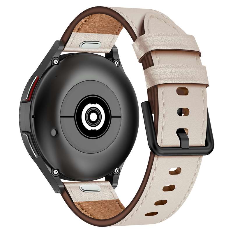 For Samsung Galaxy Watch 5 20mm SX Connector Metal Button Switch Leather Watch Band(Starlight)
