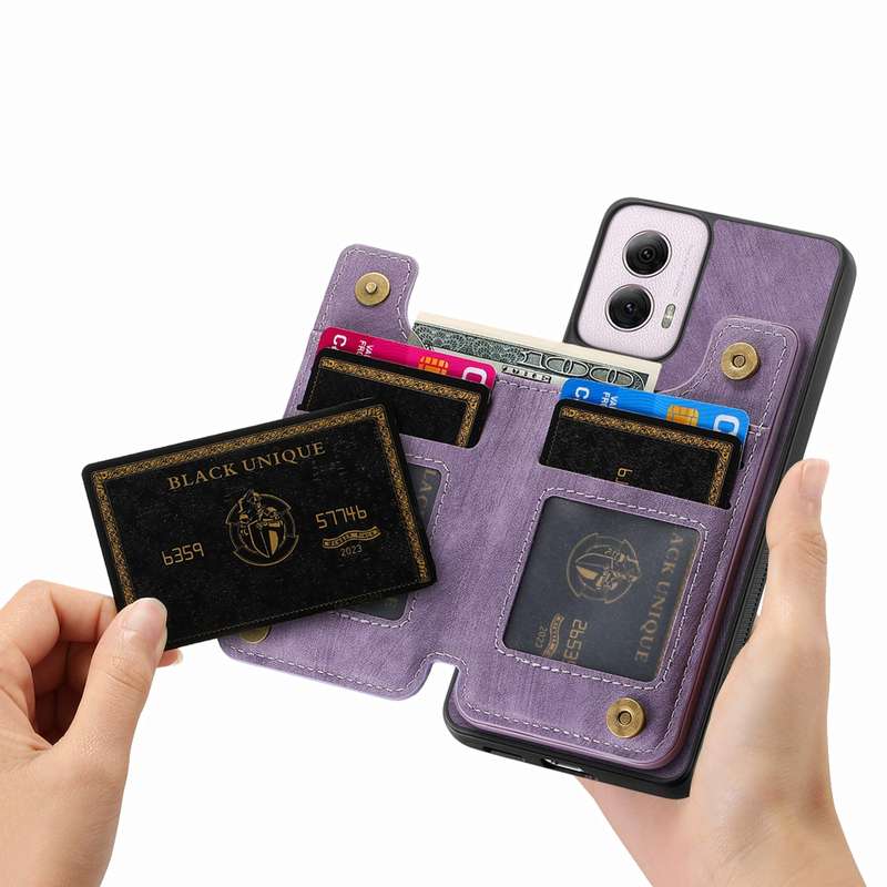For Motorola G Power 5G 2024 Retro Leather Zipper Wallet Back Phone Case(Purple)