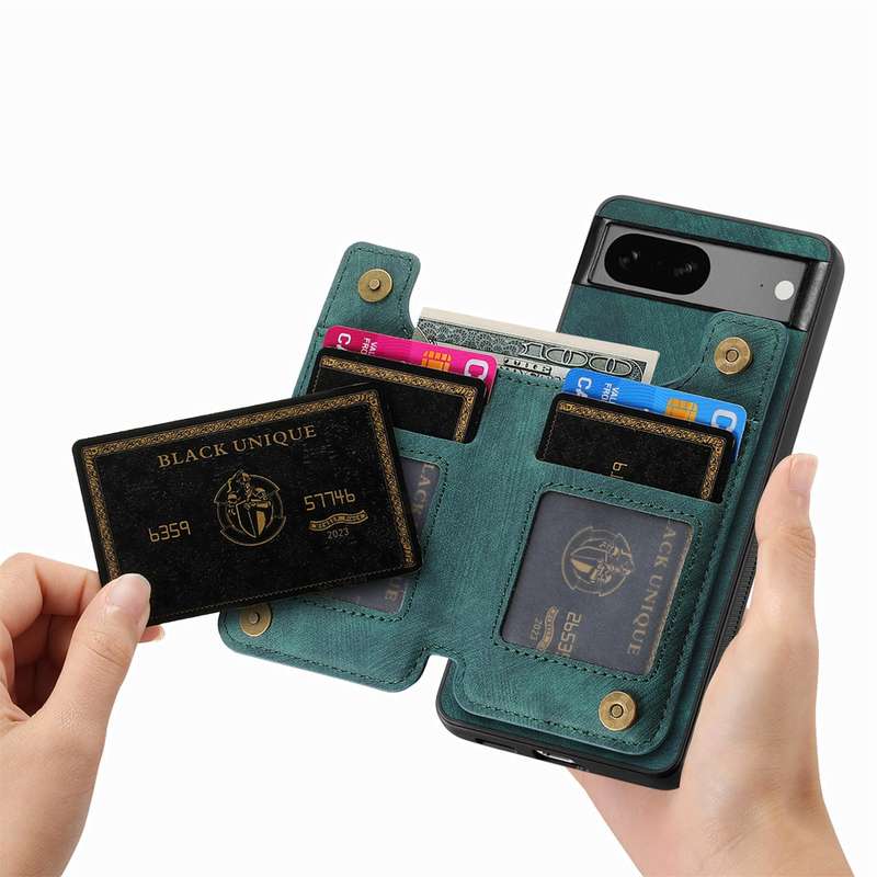 For Google Pixel 6 Retro Leather Zipper Wallet Back Phone Case(Green)
