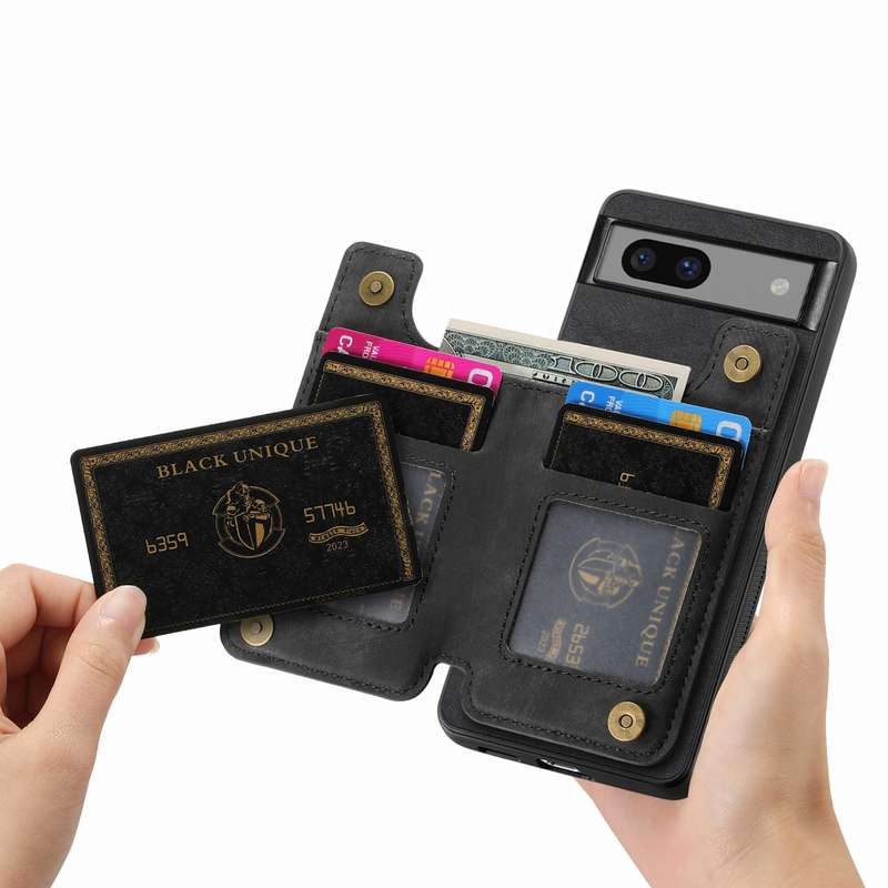 For Google Pixel 7 Retro Leather Zipper Wallet Back Phone Case(Black)