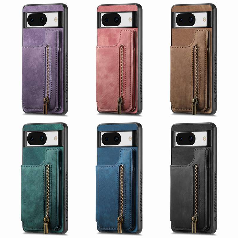 For Google Pixel 6 Retro Leather Zipper Wallet Back Phone Case(Green)