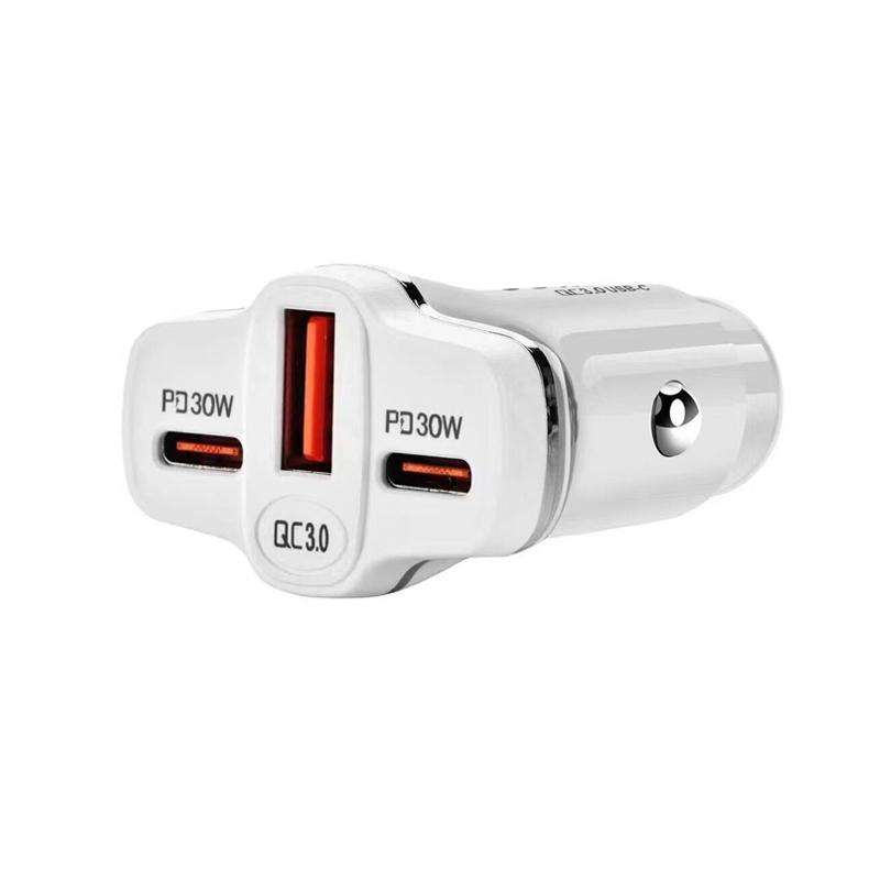 78W PD30W x 2 + QC3.0 USB Multi Port Car Charger(White)