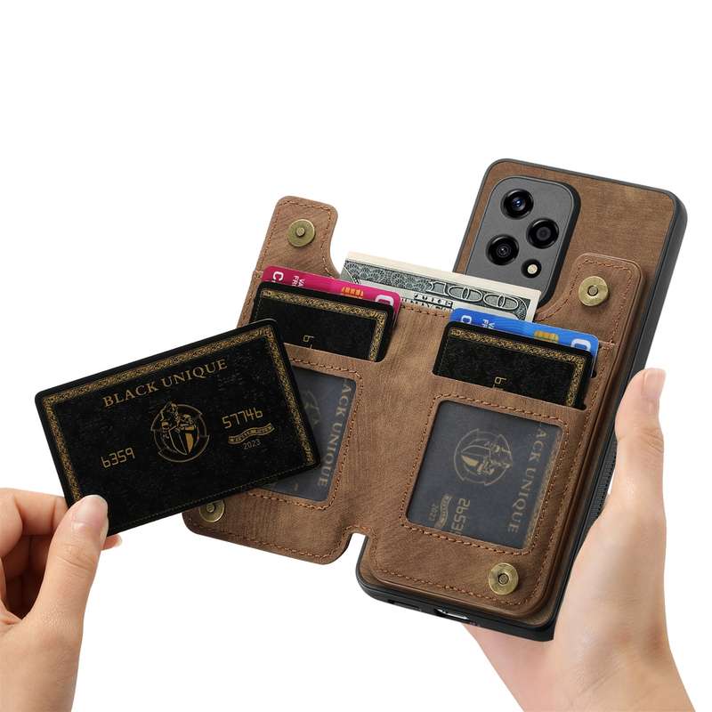 For Honor 60 Pro Retro Leather Zipper Wallet Back Phone Case(Brown)