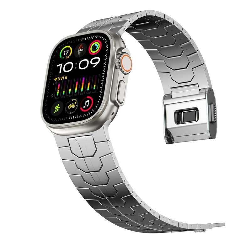 For Apple Watch Series 3 42mm Norman Buckle Stainless Steel Watch Band(Silver)