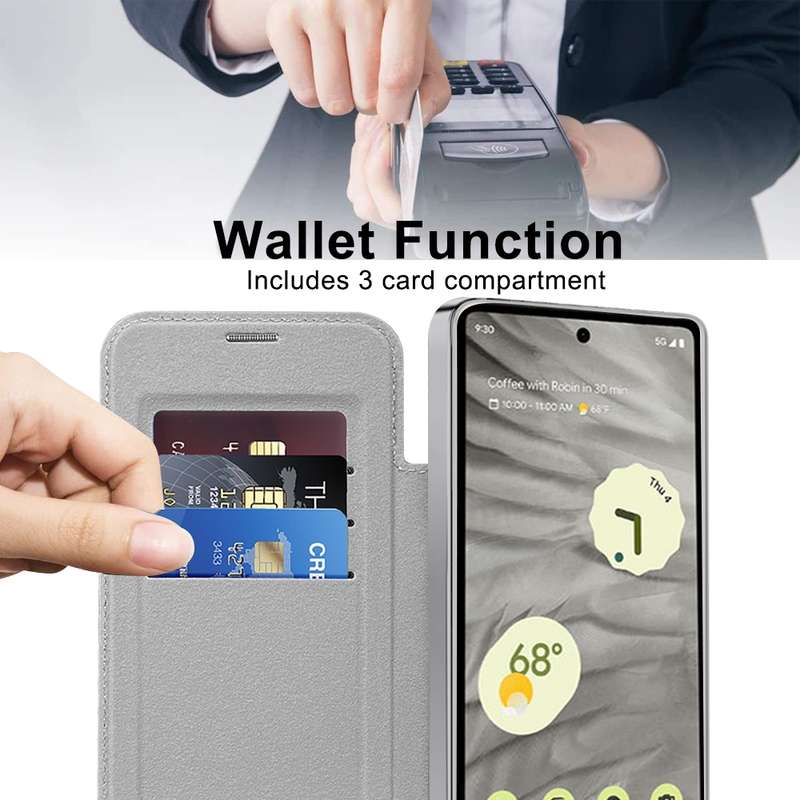 For Google Pixel 7a MagSafe Magnetic RFID Anti-theft Leather Phone Case(Grey)
