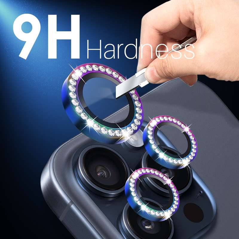 For iPhone 15 Pro / 15 Pro Max NORTHJO 2 Set 6Pcs Camera Lens Protector Diamond Metal Ring Film