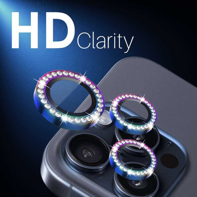 For iPhone 15 Pro / 15 Pro Max NORTHJO 2 Set 6Pcs Camera Lens Protector Diamond Metal Ring Film