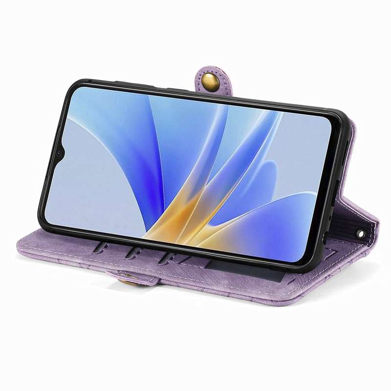 For OPPO K10X Geometric Zipper Wallet Side Buckle Leather Phone Case(Purple)