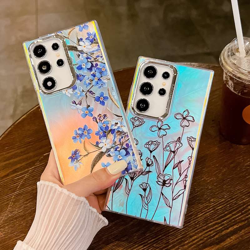 For Samsung Galaxy S23+ 5G Electroplating Laser Flower Texture TPU Phone Case(Morning Glory AH1
