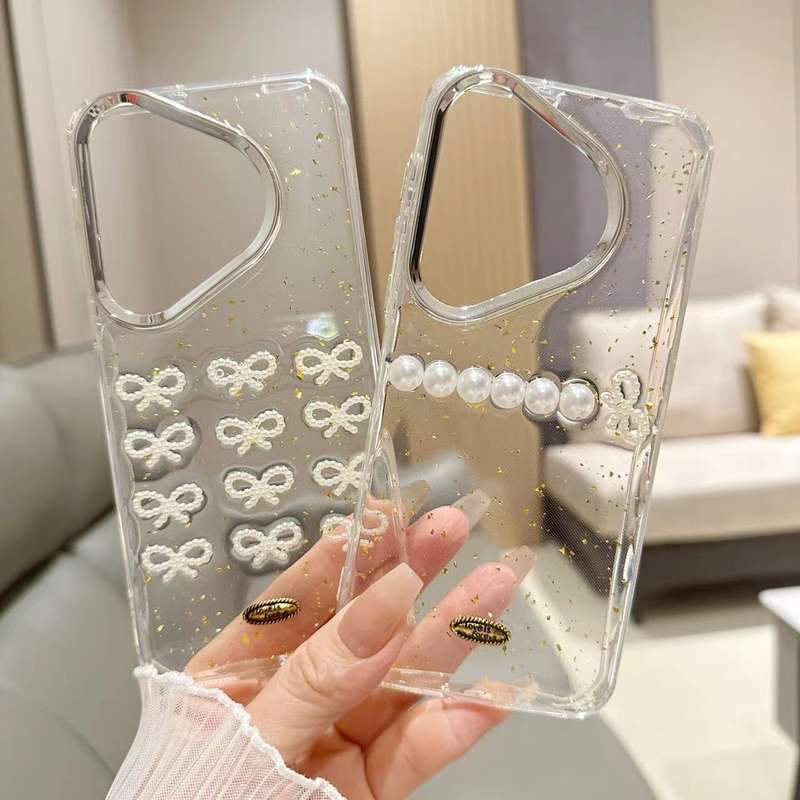 For Huawei P60 / P60 Pro Gold Foil Pearl Bow TPU Phone Case(Gold Foil Bows)