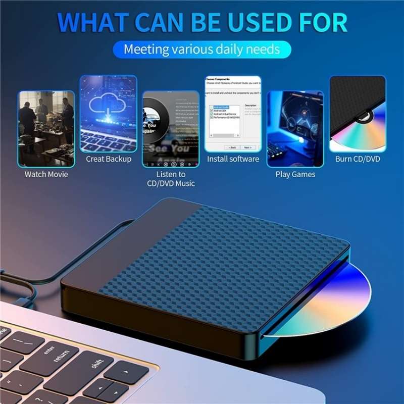 X001 USB 3.0+Type-C Disc Player External Optical Drive CD / DVD Burner Reader