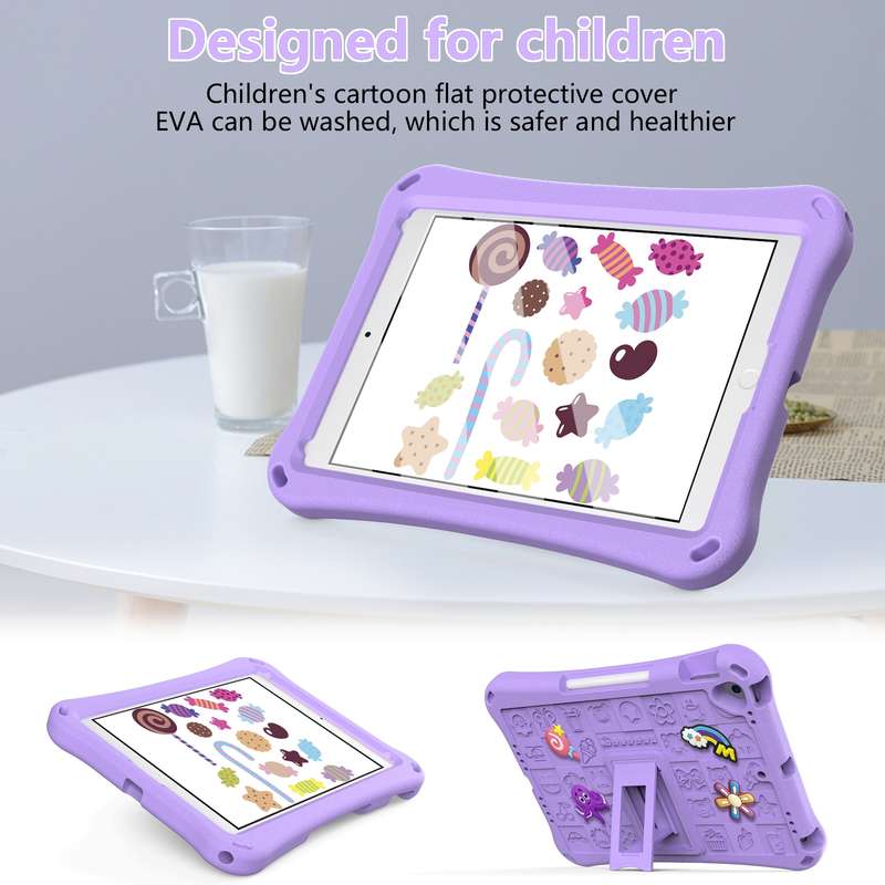 For iPad 10.2 2019 / 2020 / 2021 Hi Baby EVA Full Body Tablet Case with Strap(Light Purple)