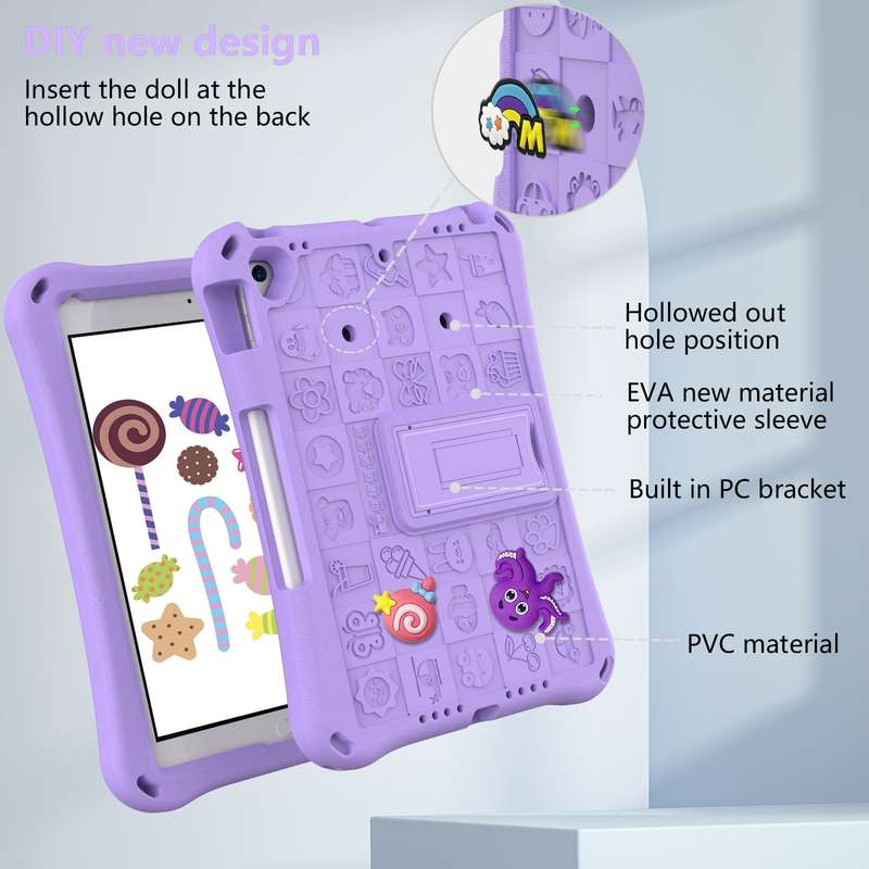 For iPad 10.2 2019 / 2020 / 2021 Hi Baby EVA Full Body Tablet Case with Strap(Light Purple)