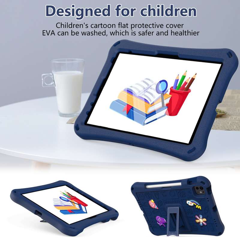For iPad Air 11 2024 Hi Baby EVA Full Body Tablet Case with Strap(Navy Blue)