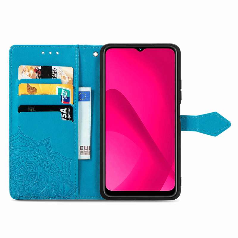 For T-Mobile T Phone 2 5G Mandala Flower Embossed Leather Phone Case(Blue)