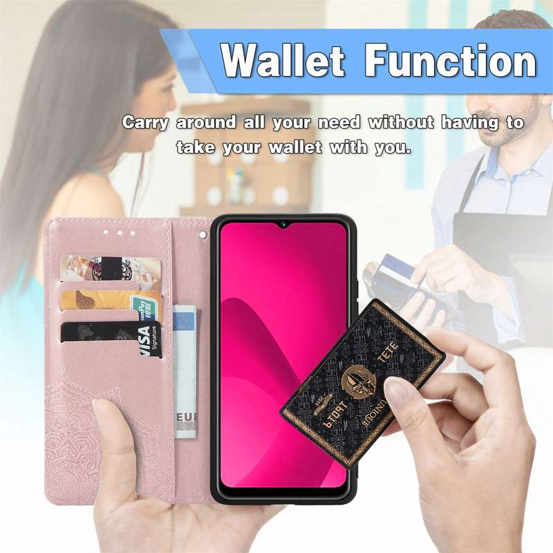 For T-Mobile T Phone 2 5G Mandala Flower Embossed Leather Phone Case(Blue)