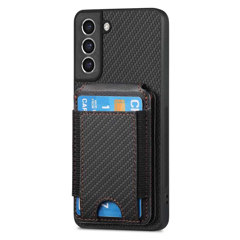 For Samsung Galaxy S23 FE 5G Carbon Fiber Vertical Flip Wallet Stand Phone Case(Black)