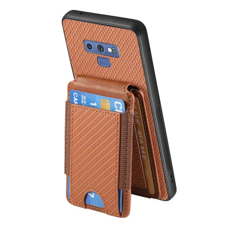For Samsung Galaxy S8 Carbon Fiber Vertical Flip Wallet Stand Phone Case(Brown)