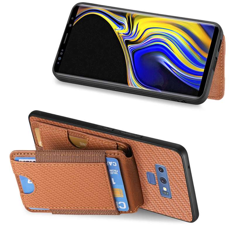 For Samsung Galaxy S8 Carbon Fiber Vertical Flip Wallet Stand Phone Case(Brown)