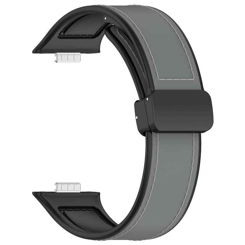 For Huawei Watch Fit 3 Folding Buckle Silicone Fitted Leather Watch Band(Grey)