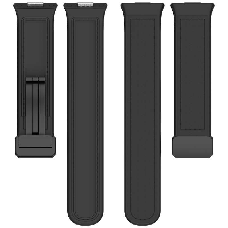 For Huawei Watch Fit 3 Folding Buckle Silicone Fitted Leather Watch Band(Black)