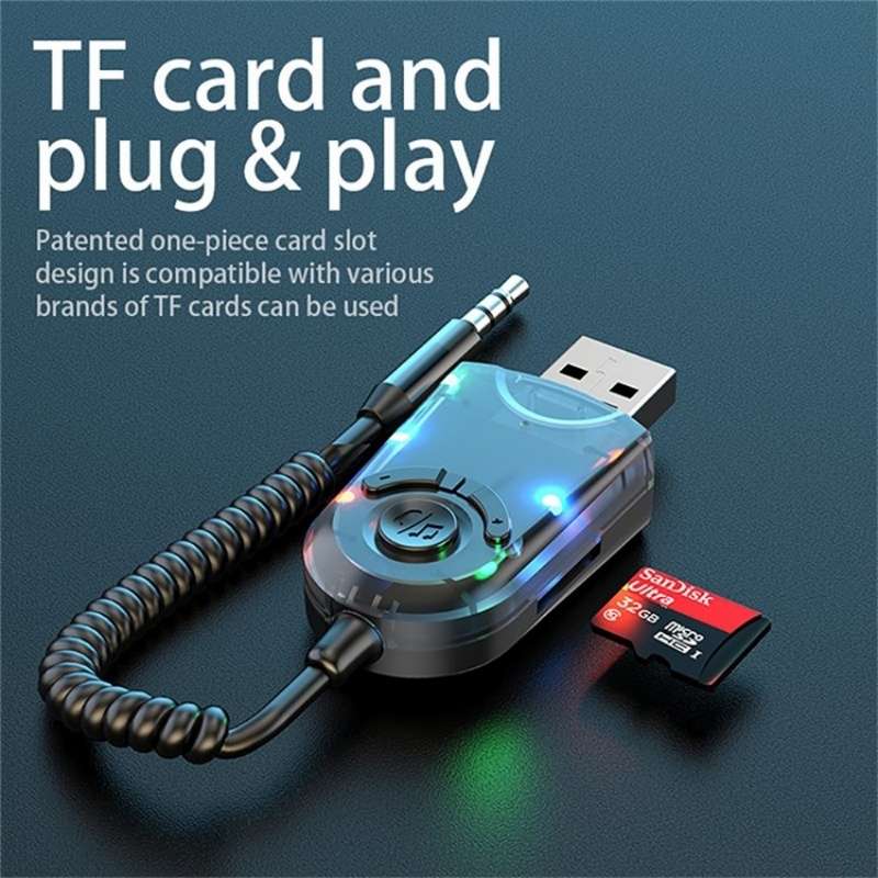 W9 Car Bluetooth Music Receiver USB Bluetooth 5.3 Adapter Wireless Audio Receiver