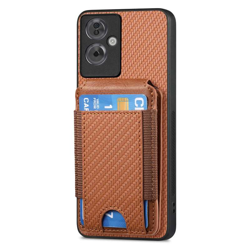For OPPO A38 4G / A18 4G Carbon Fiber Vertical Flip Wallet Stand Phone Case(Brown)