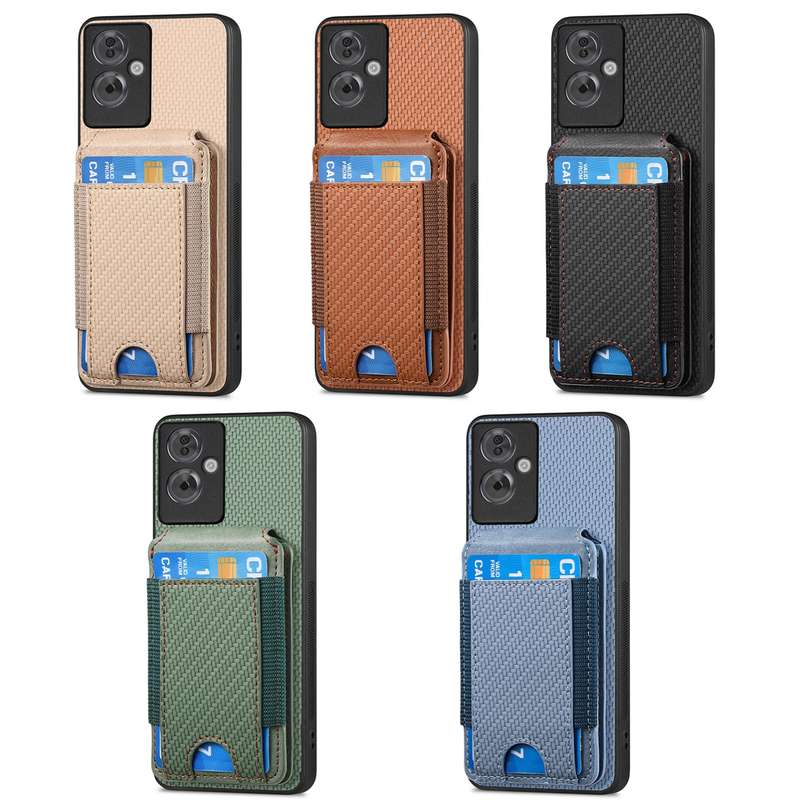 For OPPO A38 4G / A18 4G Carbon Fiber Vertical Flip Wallet Stand Phone Case(Brown)