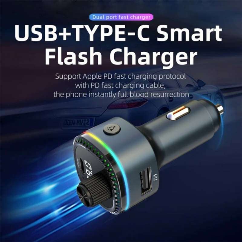 C58 Car MP3 Music Player Type-C + USB Car Charger Bluetooth Adapter FM Transmitter