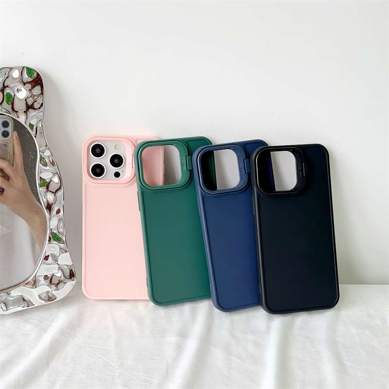 For iPhone 13 Pro Max Lens Frame Holder Shockproof Phone Case(Black)