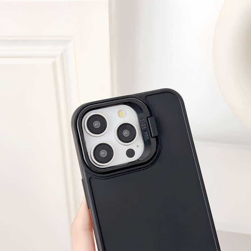 For iPhone 13 Pro Max Lens Frame Holder Shockproof Phone Case(Black)
