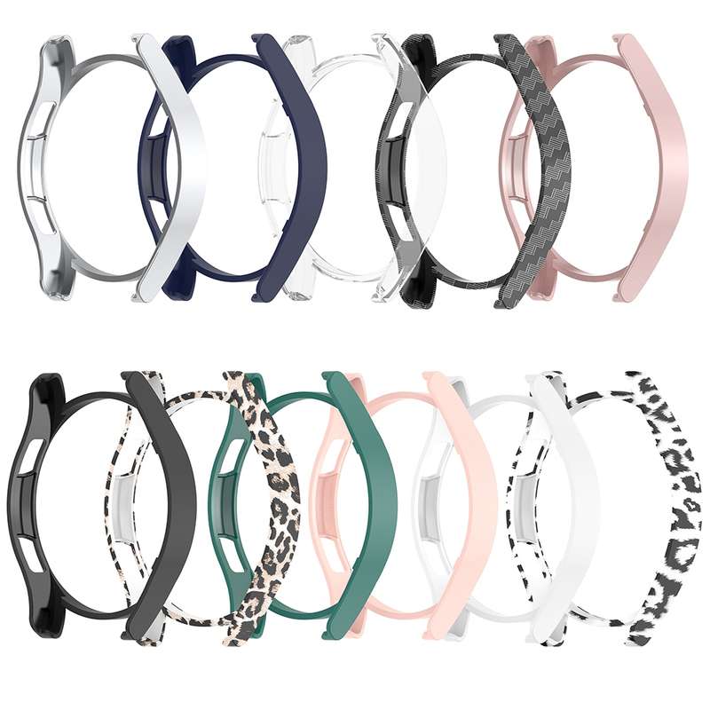 For Samsung Galaxy Watch FE 40mm Half Pack Hollow PC Watch Protective Case(White Hair Leopard)