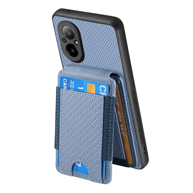 For Realme C30S Carbon Fiber Vertical Flip Wallet Stand Phone Case(Blue)
