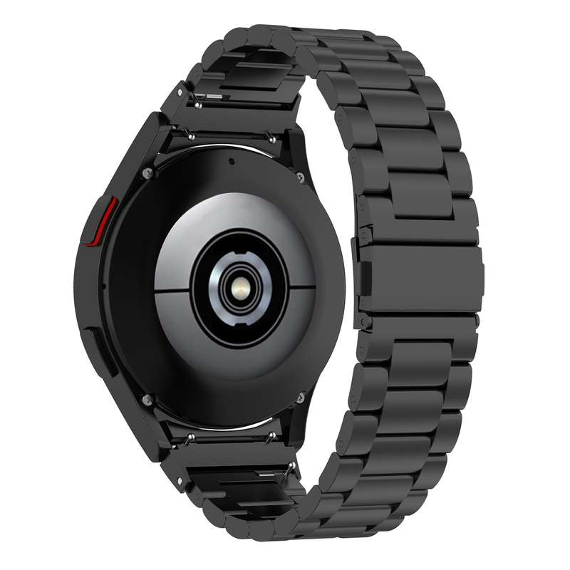 For Samsung Galaxy Watch FE 40mm Three Bead Stainless Steel Metal Watch Strap(Black)