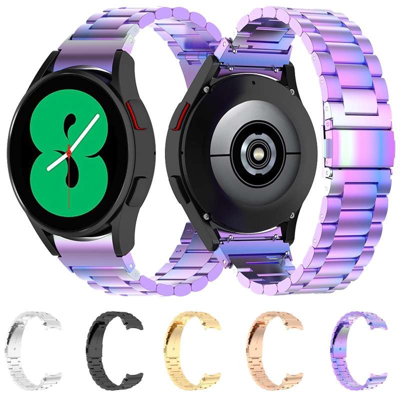 For Samsung Galaxy Watch FE 40mm Three Bead Stainless Steel Metal Watch Strap(Black)