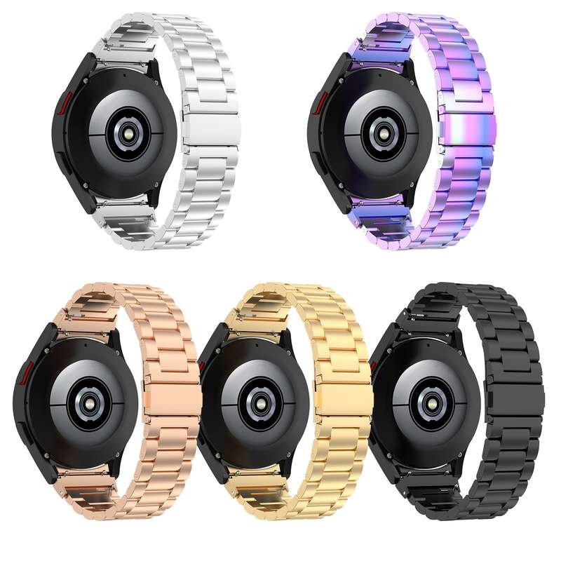 For Samsung Galaxy Watch FE 40mm Three Bead Stainless Steel Metal Watch Strap(Black)