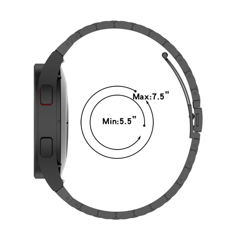 For Samsung Galaxy Watch FE 40mm Three Bead Stainless Steel Metal Watch Strap(Black)
