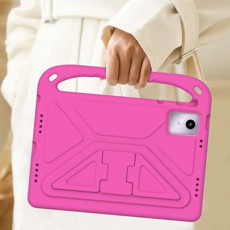 For iPad Pro 13 2024 Handle EVA Shockproof Tablet Case with Holder(RoseRed)