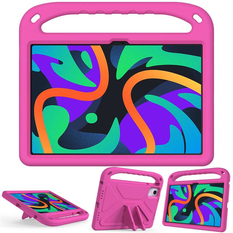 For iPad Pro 13 2024 Handle EVA Shockproof Tablet Case with Holder(RoseRed)