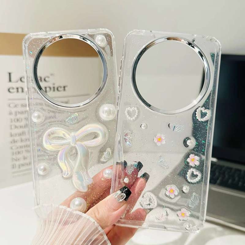 For Huawei Mate 60 Pro 3D Bow Pearl Love Flower TPU Phone Case(Butterfly Love)