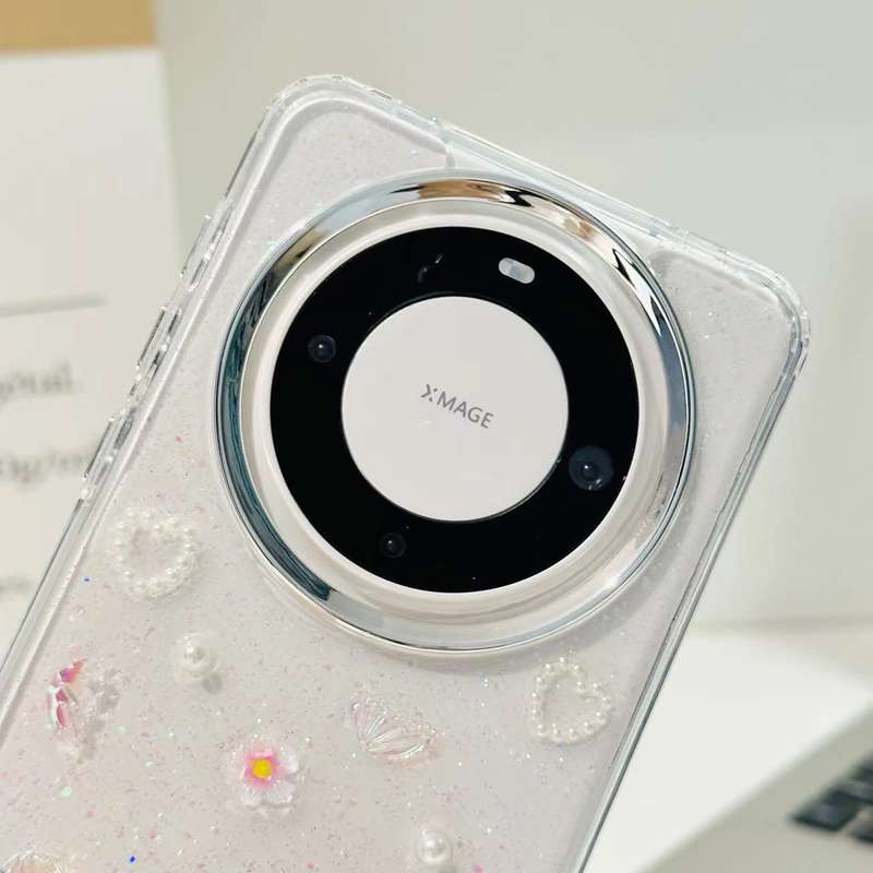 For Huawei Mate 60 Pro 3D Bow Pearl Love Flower TPU Phone Case(Butterfly Love)