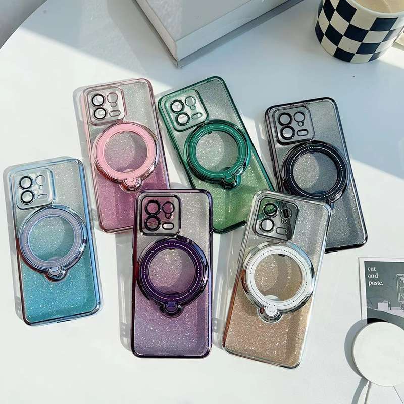 For Xiaomi 13 Lite / Civi 2 Rotation MagSafe Holder Gradient Glitter TPU Phone Case(Night Purpl