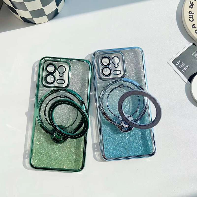 For Xiaomi 13 Lite / Civi 2 Rotation MagSafe Holder Gradient Glitter TPU Phone Case(Night Purpl