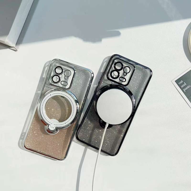 For Xiaomi 13 Lite / Civi 2 Rotation MagSafe Holder Gradient Glitter TPU Phone Case(Night Purpl