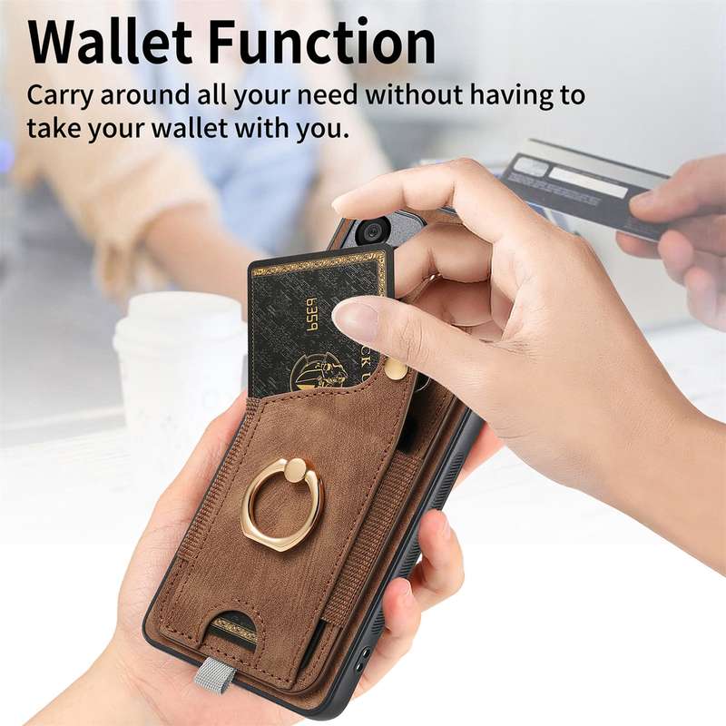 For Redmi Note 13 Pro 5G Retro Skin-feel Ring Card Bag Phone Case with Hang Loop(Brown)