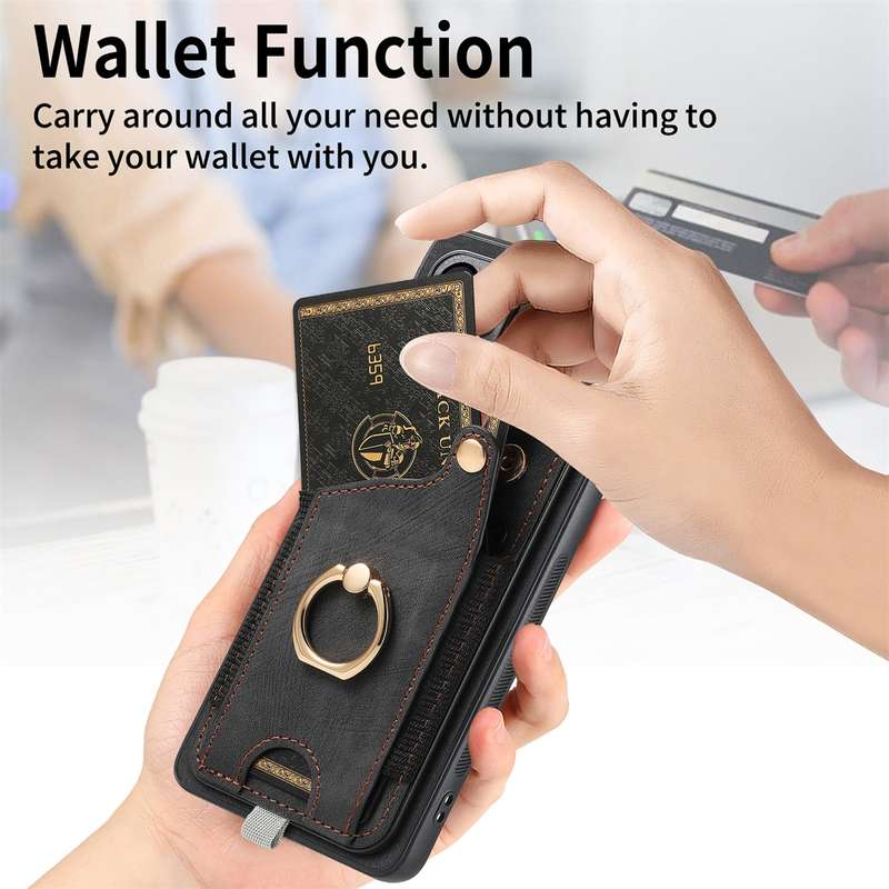 For Redmi Note 12 Pro 5G Retro Skin-feel Ring Card Bag Phone Case with Hang Loop(Black)